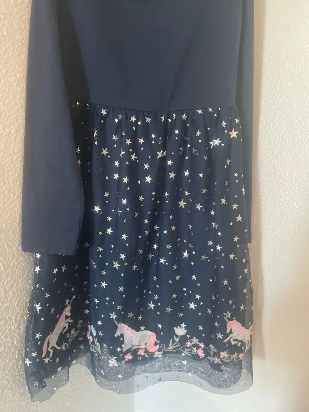 wonder nation Navy Star & Pink Unicorn Tulle Dress